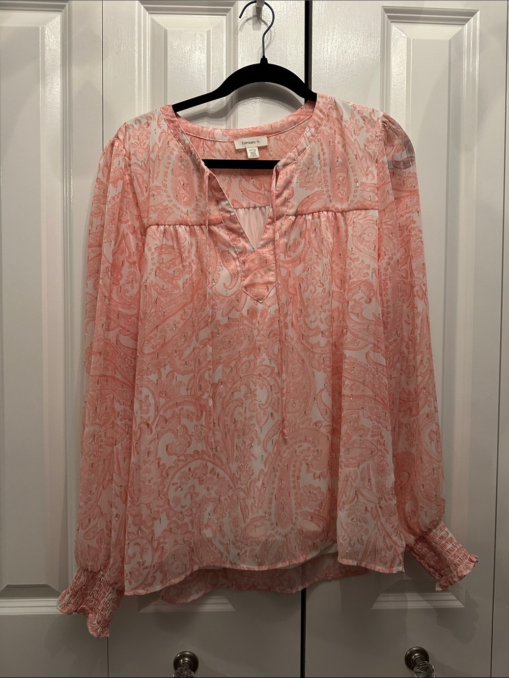 Tamara H Pink Paisley Peasant Blouse - XL